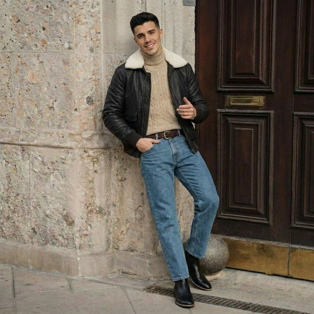 Black Leather Chelsea Boots for Men - All Black Obsidian Leather Boots for Men