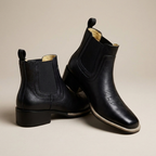 Black Leather Chelsea Boots for Men - All Black Obsidian Leather Boots for Men