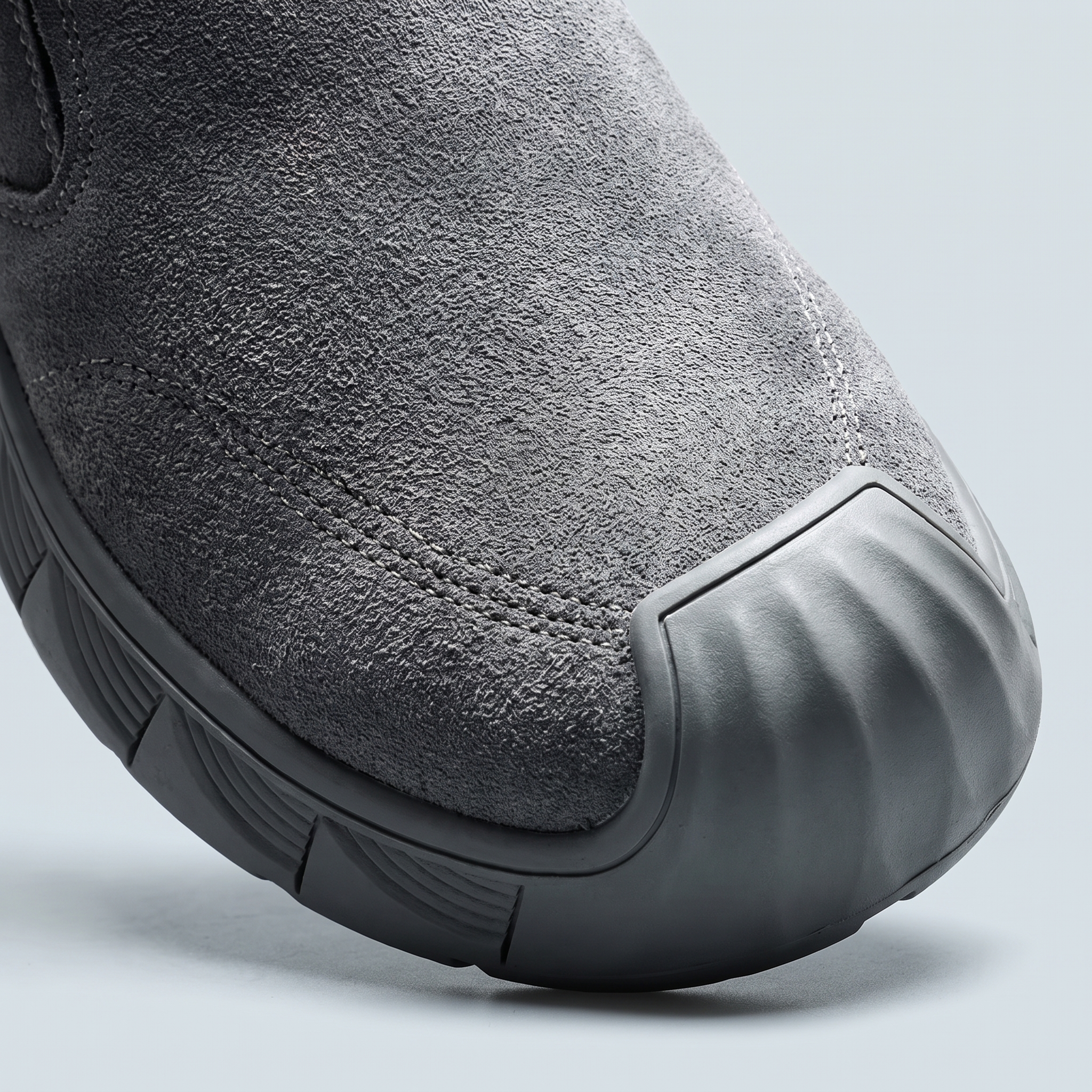 Reinforced steel toe close-up