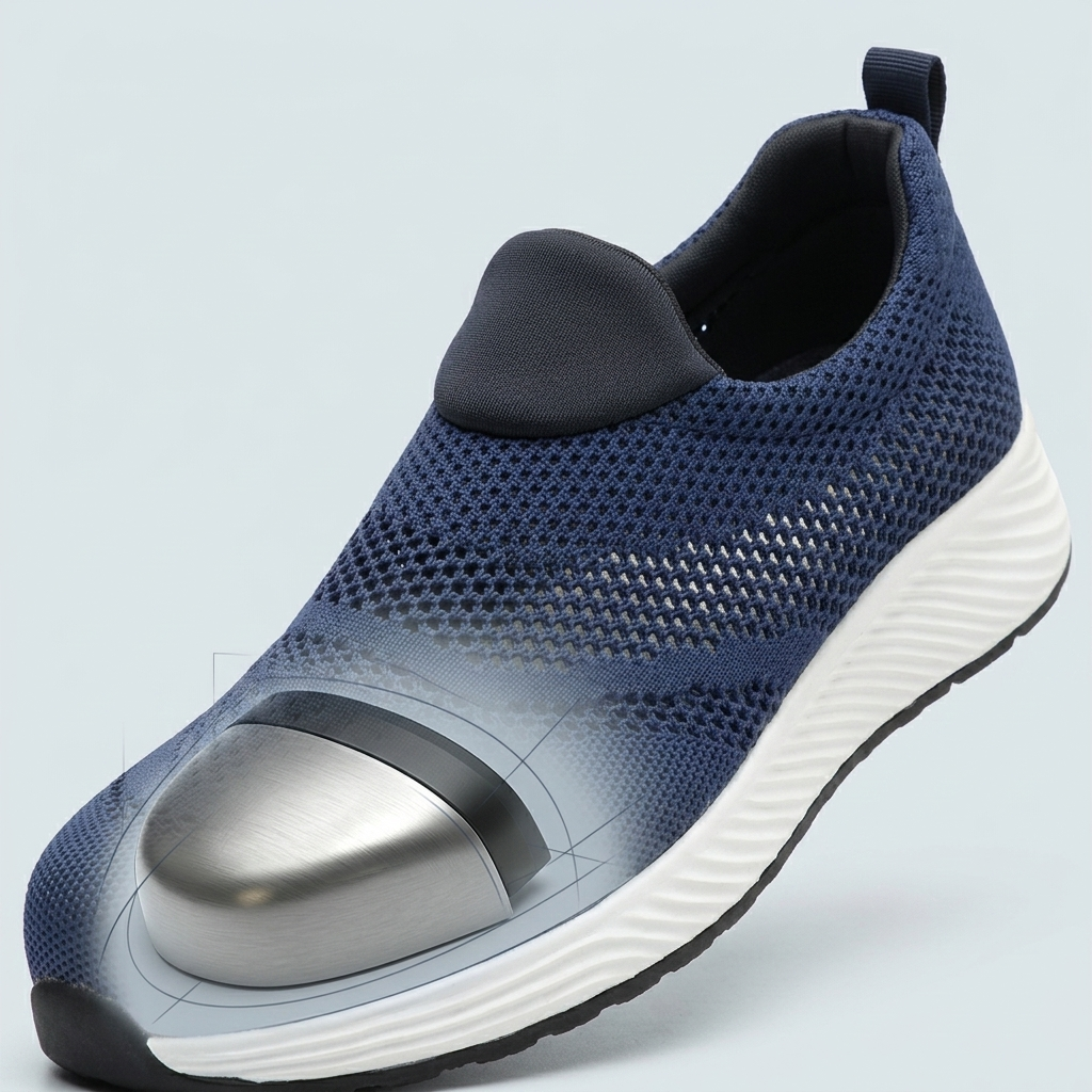 Reinforced steel toe close-up